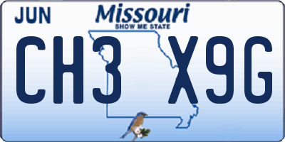 MO license plate CH3X9G