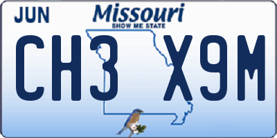 MO license plate CH3X9M