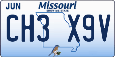 MO license plate CH3X9V