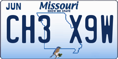 MO license plate CH3X9W