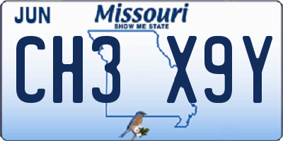 MO license plate CH3X9Y