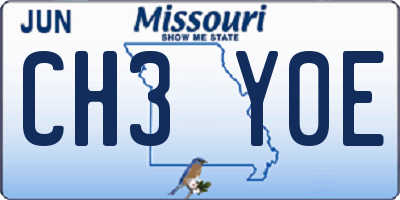 MO license plate CH3Y0E
