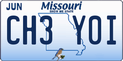 MO license plate CH3Y0I