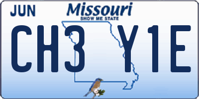 MO license plate CH3Y1E