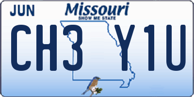 MO license plate CH3Y1U