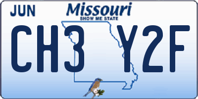 MO license plate CH3Y2F