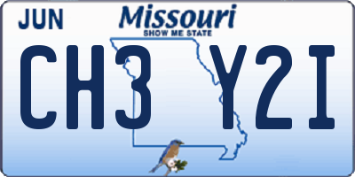 MO license plate CH3Y2I