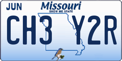 MO license plate CH3Y2R