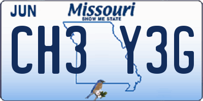 MO license plate CH3Y3G