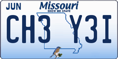 MO license plate CH3Y3I