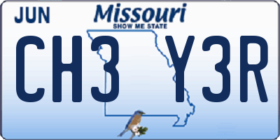 MO license plate CH3Y3R