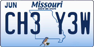 MO license plate CH3Y3W