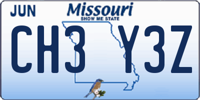 MO license plate CH3Y3Z