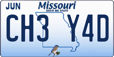 MO license plate CH3Y4D