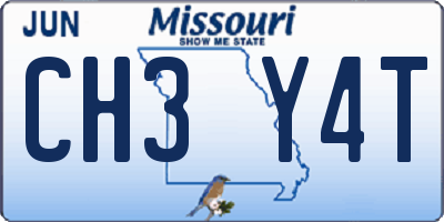 MO license plate CH3Y4T