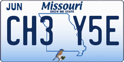 MO license plate CH3Y5E