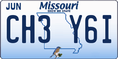 MO license plate CH3Y6I
