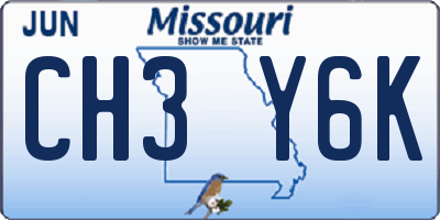 MO license plate CH3Y6K
