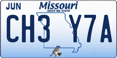 MO license plate CH3Y7A