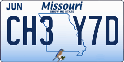MO license plate CH3Y7D