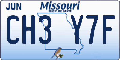 MO license plate CH3Y7F