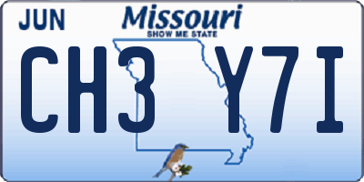 MO license plate CH3Y7I