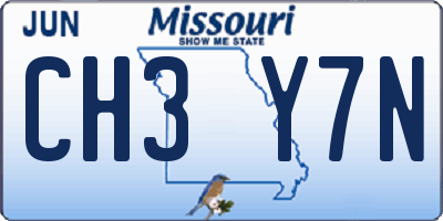 MO license plate CH3Y7N