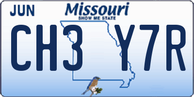 MO license plate CH3Y7R