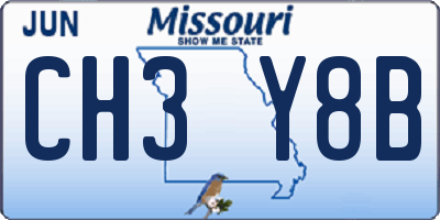 MO license plate CH3Y8B