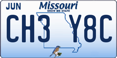 MO license plate CH3Y8C
