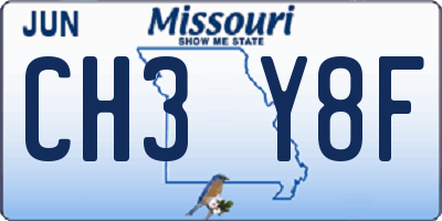MO license plate CH3Y8F