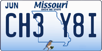 MO license plate CH3Y8I