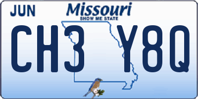 MO license plate CH3Y8Q