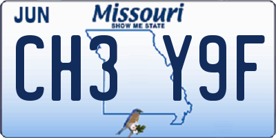 MO license plate CH3Y9F