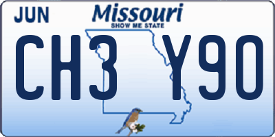 MO license plate CH3Y9O