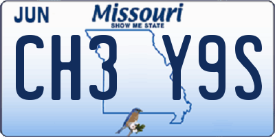 MO license plate CH3Y9S