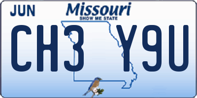 MO license plate CH3Y9U