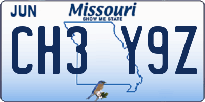 MO license plate CH3Y9Z