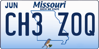 MO license plate CH3Z0Q