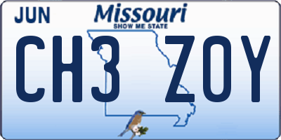 MO license plate CH3Z0Y