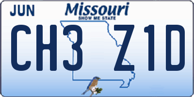 MO license plate CH3Z1D
