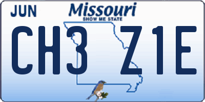MO license plate CH3Z1E