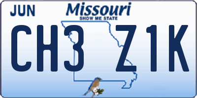 MO license plate CH3Z1K