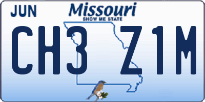 MO license plate CH3Z1M