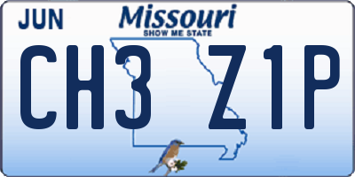 MO license plate CH3Z1P