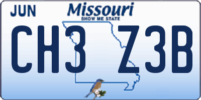 MO license plate CH3Z3B