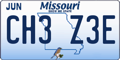 MO license plate CH3Z3E