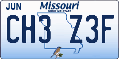 MO license plate CH3Z3F