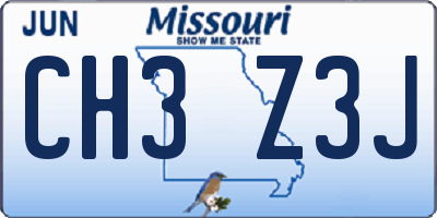 MO license plate CH3Z3J
