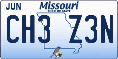 MO license plate CH3Z3N